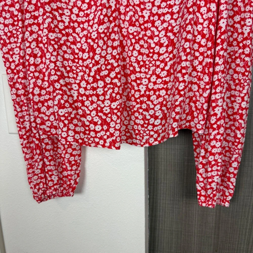 Boden Red Ditsy Floral Sweetheart Printed Square Neck Top‎ Blouse Size 6